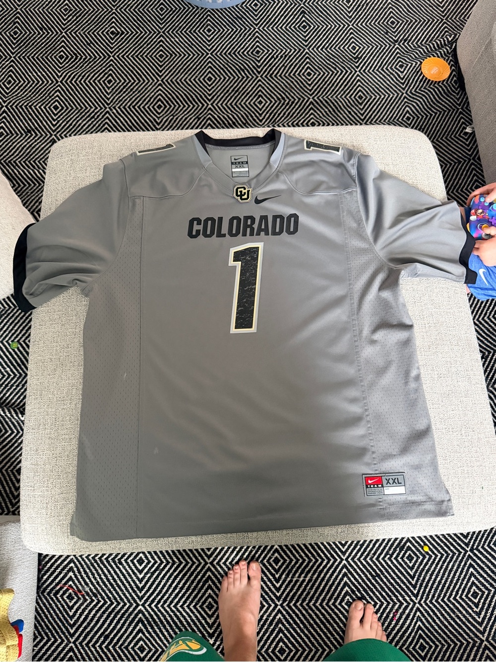 Nike Colorado Gray Football Jersey with Black and Gold Accents
